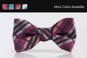 Plaid Raspberry Bow Tie Tuxedo Accessories